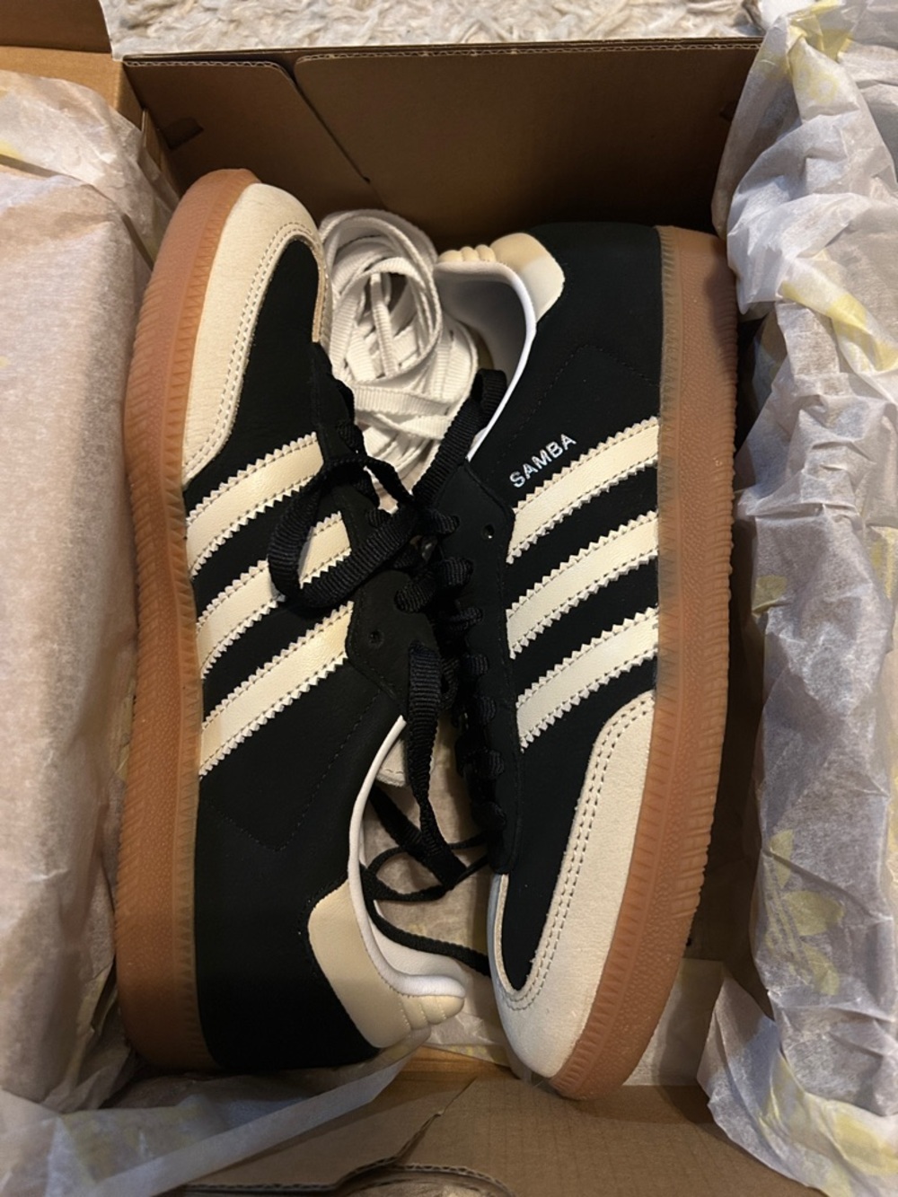 adidas Samba Black with Cream Stripes and Gum Sole